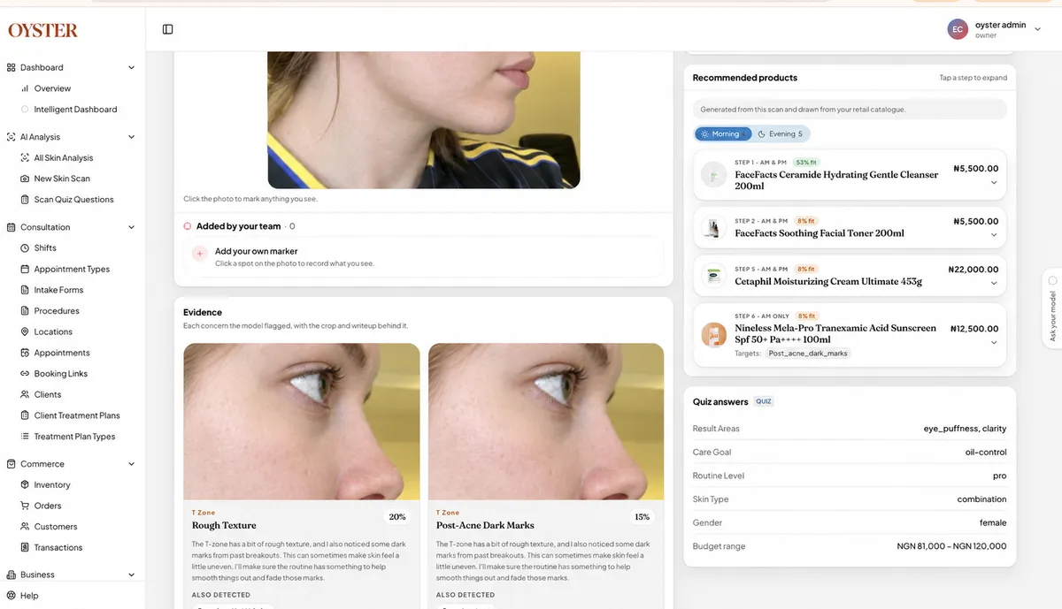 A measured skin report open before the consultation begins